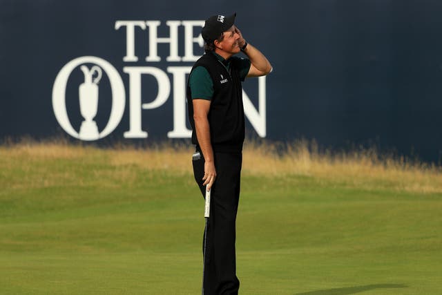Phil Mickelson recoils in horror after watching his moment pass