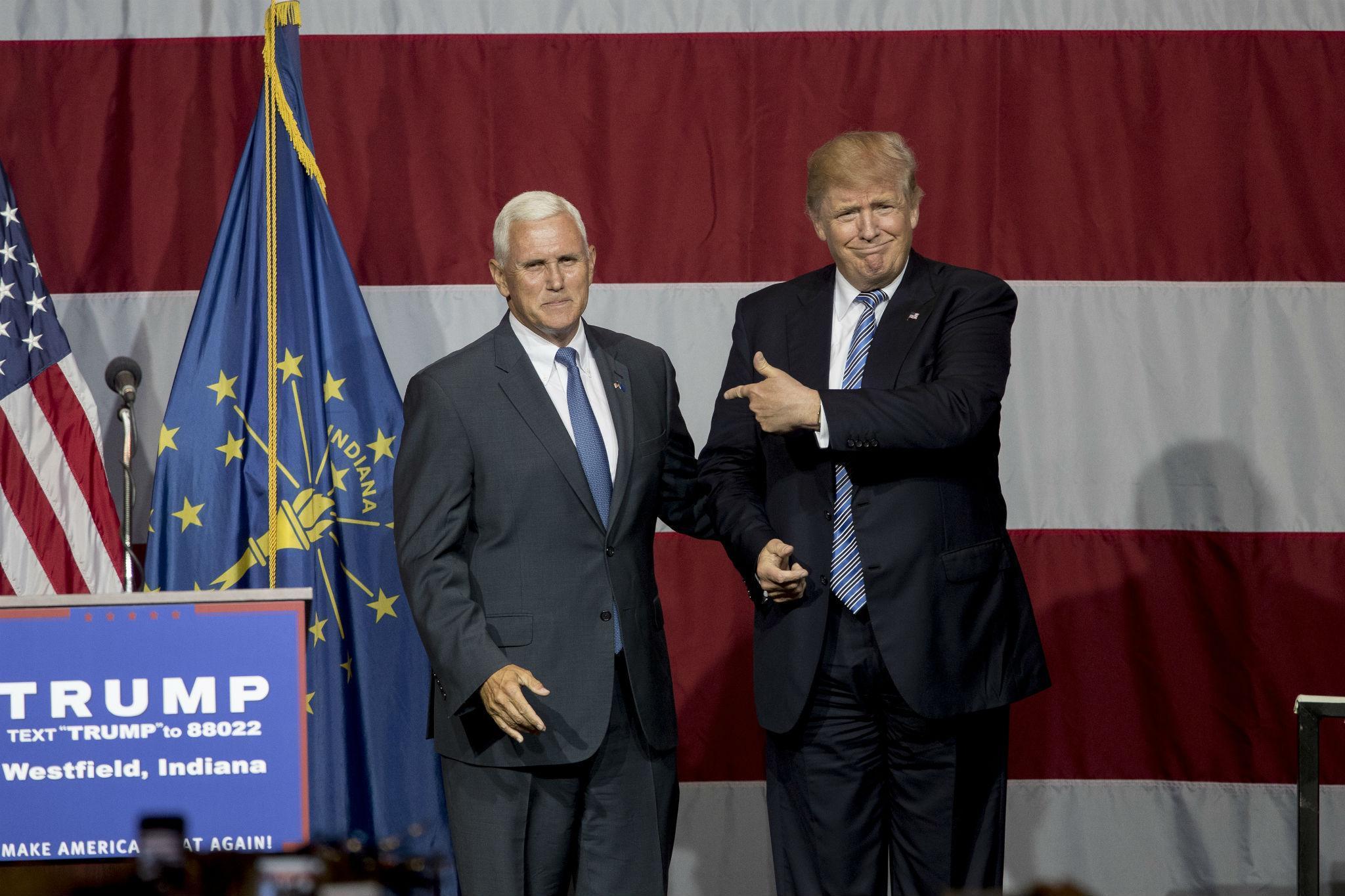 Mr Trump has reportedly tapped Indiana Governor Mike Pence, left, as his vice-presidential pick, after considering former House Speaker Newt Gingrich and New Jersey Governor Chris Christie