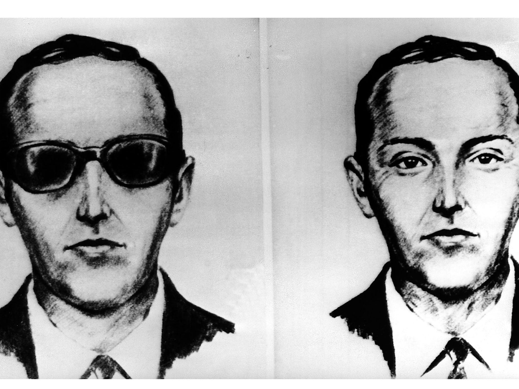 And undated artist's sketch of 'DB Cooper', based on the recollections of the hijacked passengers and crew