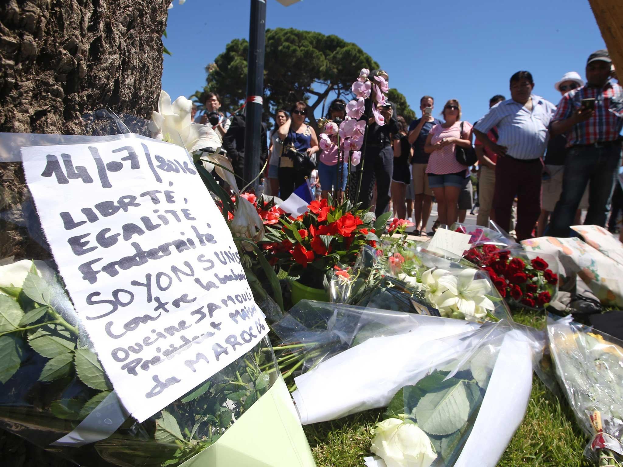 Flowers are left in the city of Nice, following the Bastille Day attacks
