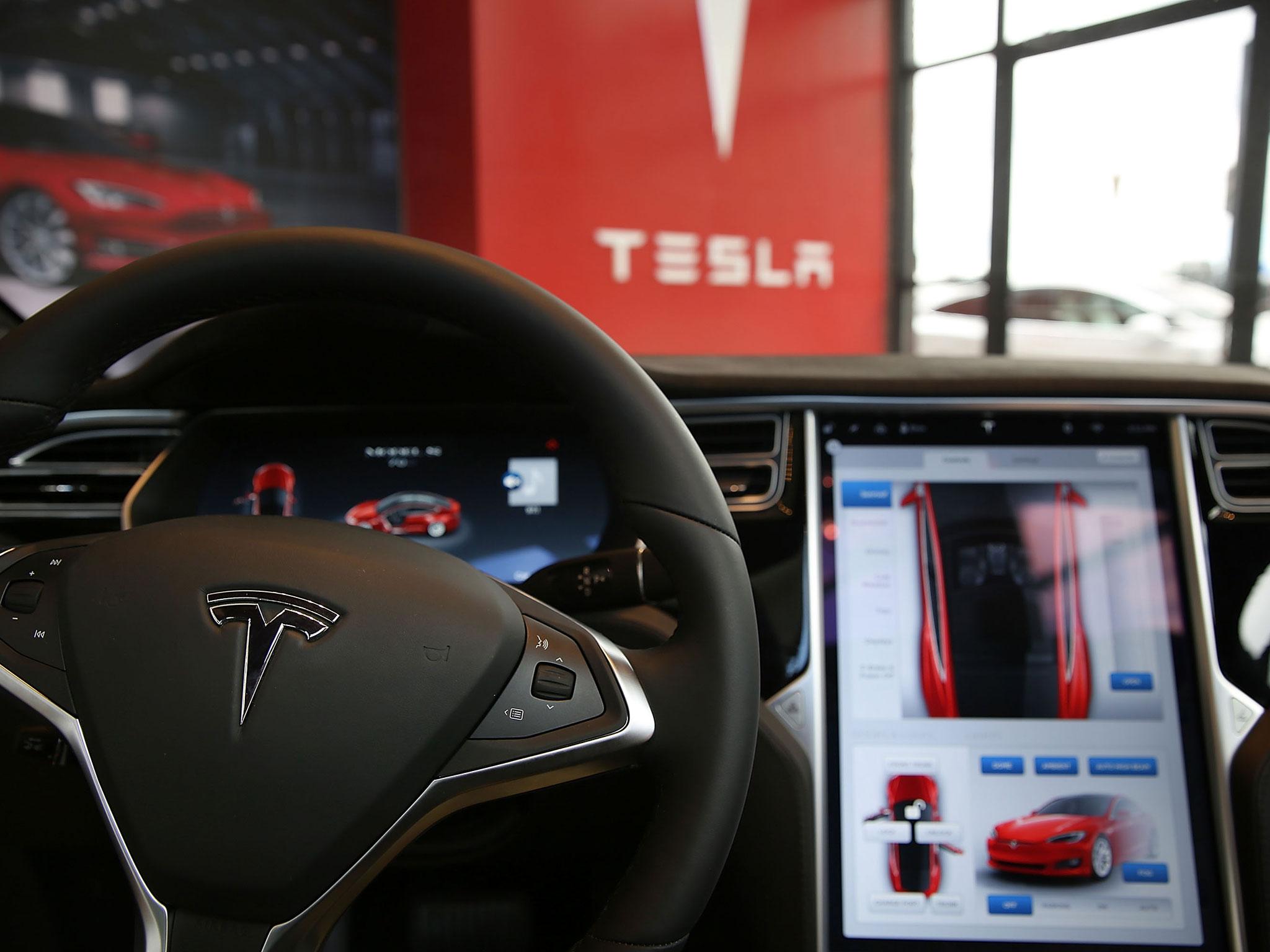 Tesla car in the showroom