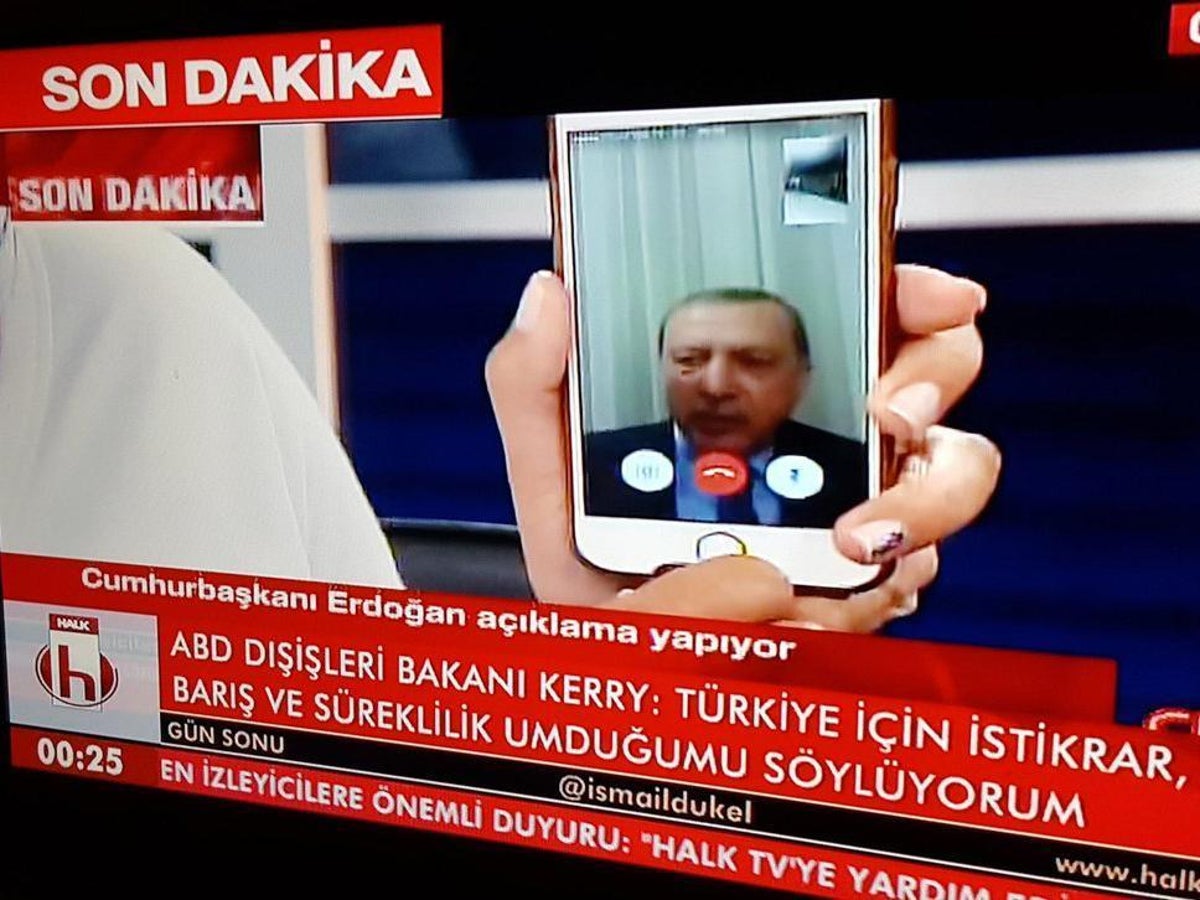 Turkey coup: President Erdogan appears on Turkish TV via FaceTime | The  Independent | The Independent