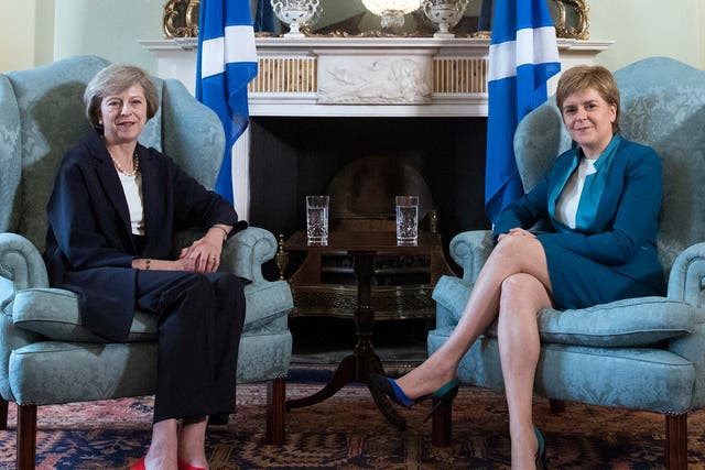 Britain’s new Prime Minister Theresa May meets with First Minister of Scotland, Nicola Sturgeon at Bute House in Edinburgh, today