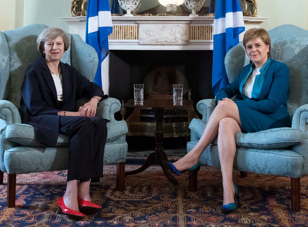 Britain’s new Prime Minister Theresa May meets with First Minister of Scotland, Nicola Sturgeon at Bute House in Edinburgh, today