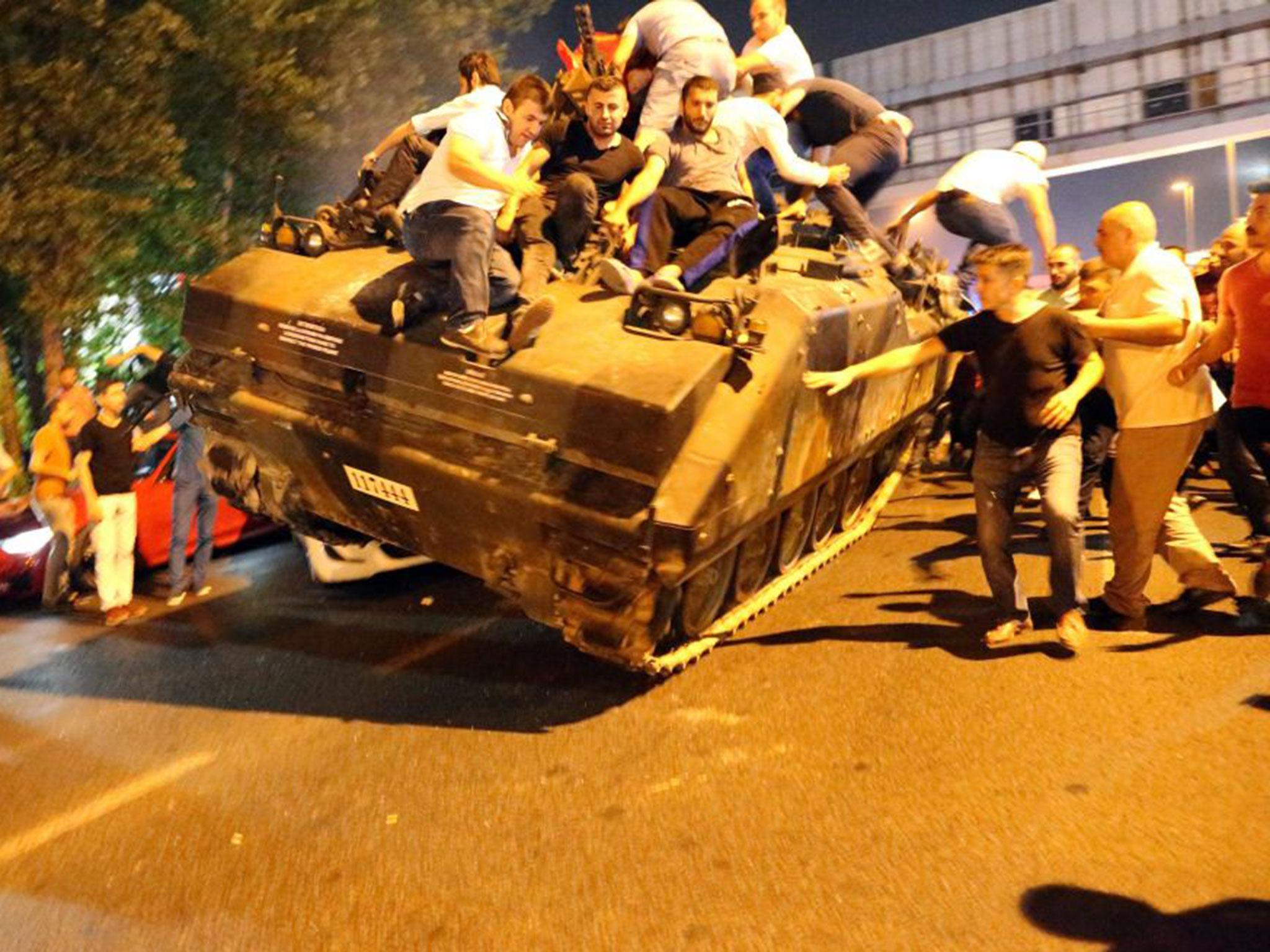 Chaos reigned in Istanbul as tanks drove through the streets