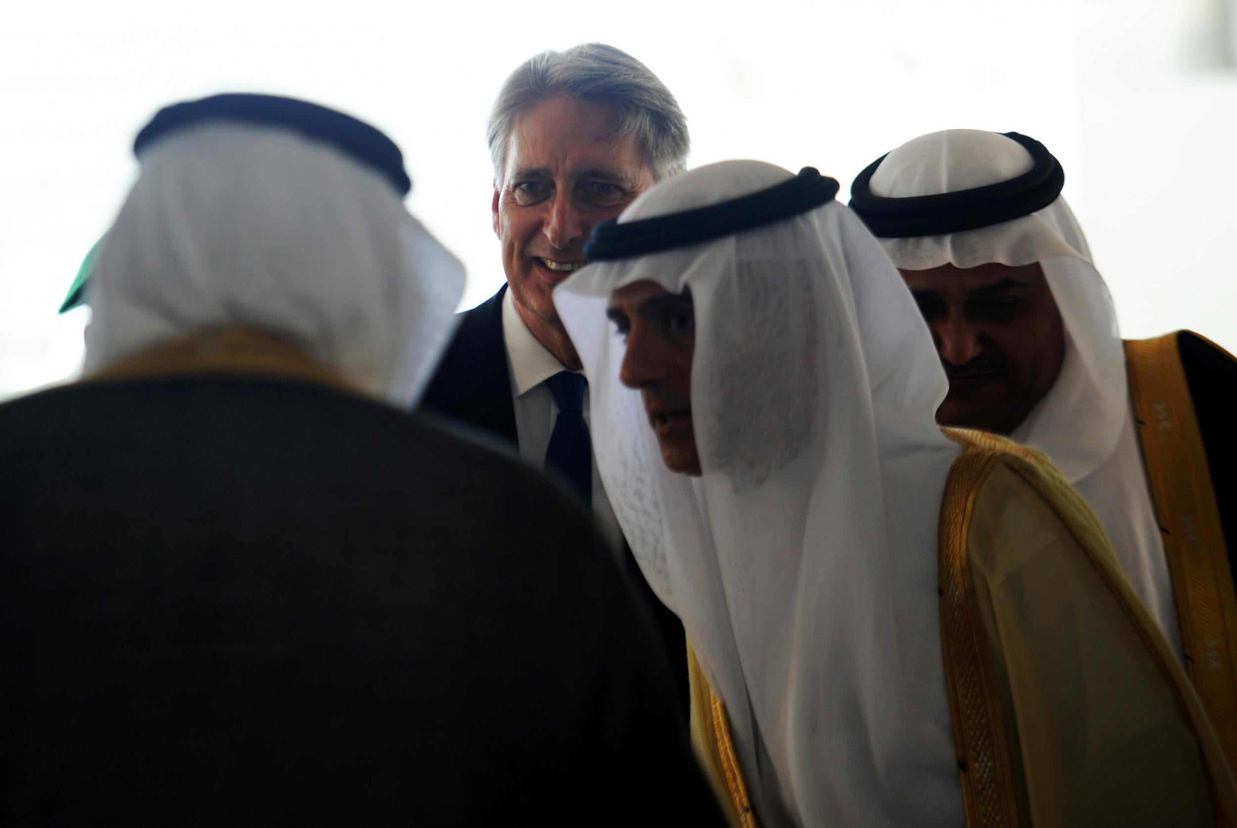 Former UK Foreign Secretary Philip Hammond and Saudi Foreign Minister Adel Al-Jubair in May this year
