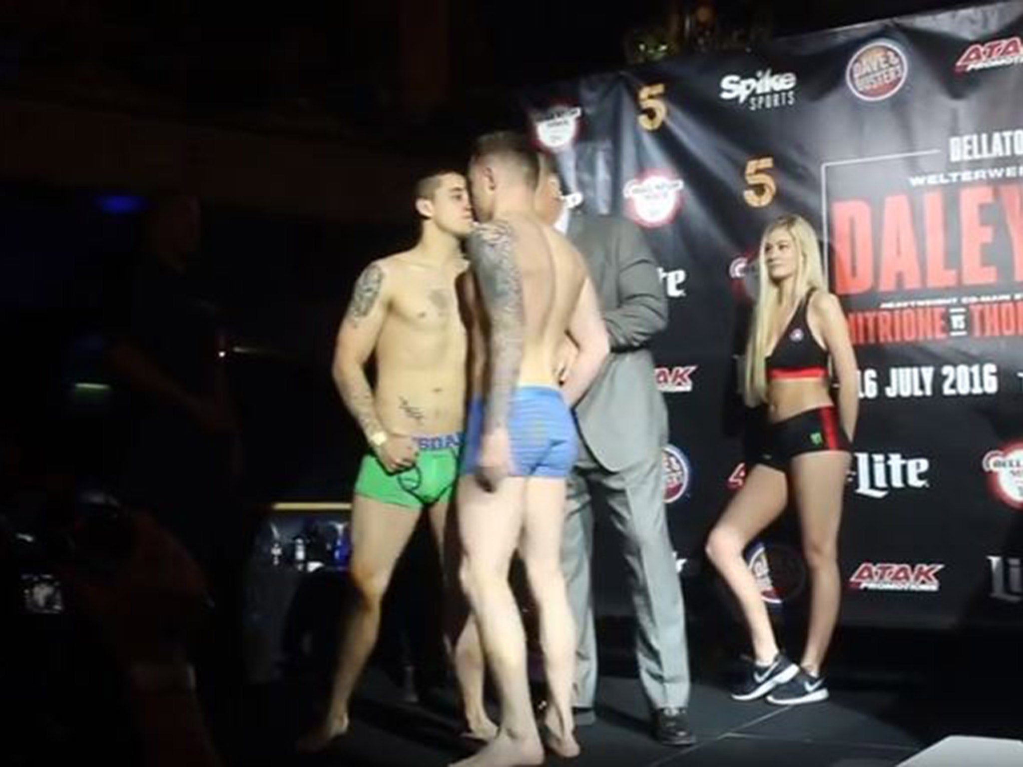 James Gallagher and Mike Cutting had to be separated during the weigh-in for Bellator 158