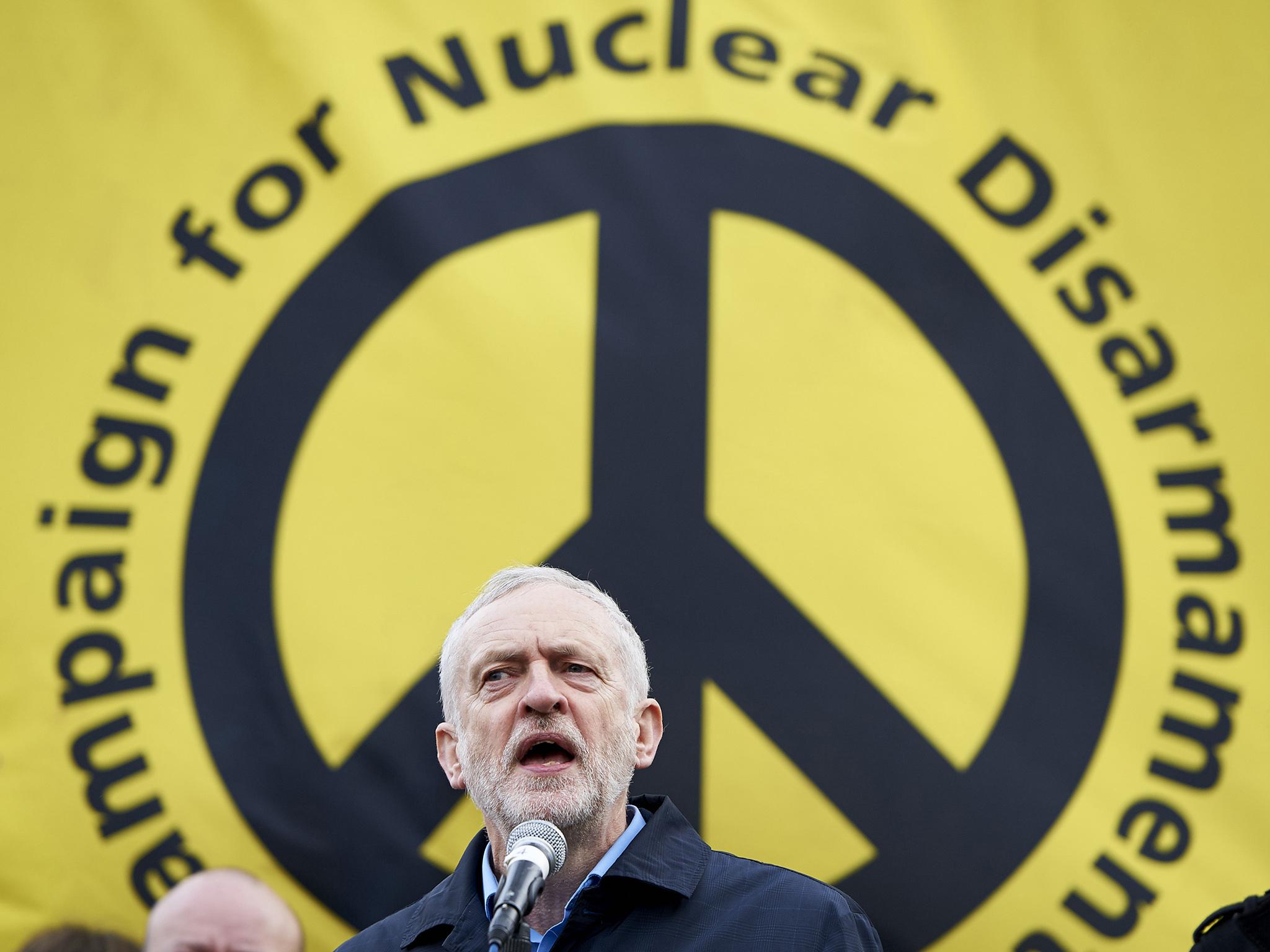 Jeremy Corbyn speaking at a CND rally earlier this year