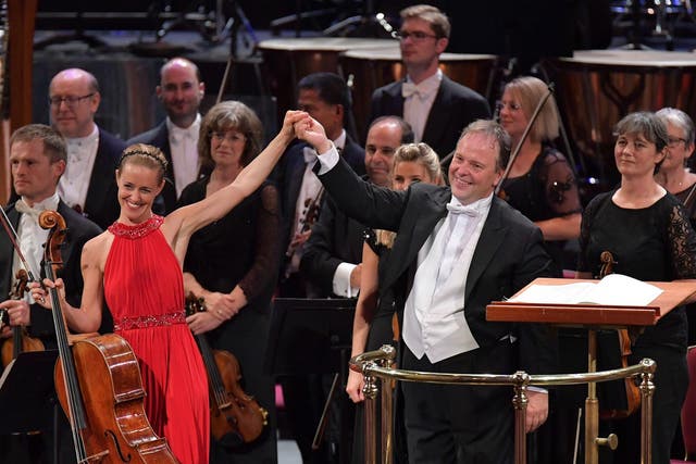 Sol Gabetta with Sakari Oramo and the BBC Symphony Orchestra at the First Night of the Proms