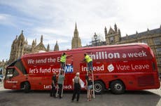 Greenpeace has acquired Vote Leave's '£350 million for the NHS' bus and is repainting it outside Parliament