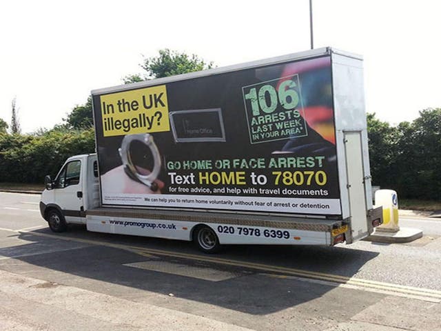 The Home Office advert scheme urged illegal immigrants to 'go home'