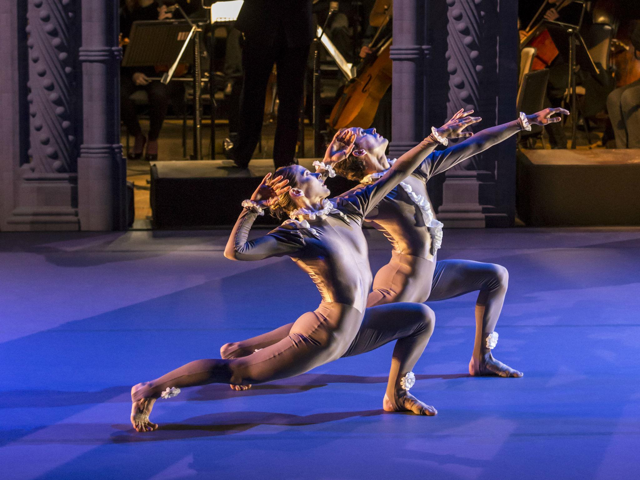 A scene from The Creation, a Garsington Opera and Rambert collaboration, starring Lucy Balfour and Luke Ahmet (dancers), Garsington Opera Orchestra and conductor Douglas Boyd