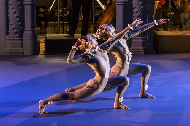 A scene from The Creation, a Garsington Opera and Rambert collaboration, starring Lucy Balfour and Luke Ahmet (dancers), Garsington Opera Orchestra and conductor Douglas Boyd