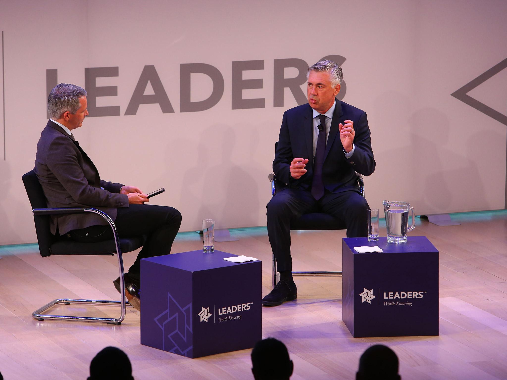 Mike Forde, former Chelsea sporting director and current Sportsology CEO, talks with Carlo Ancelotti