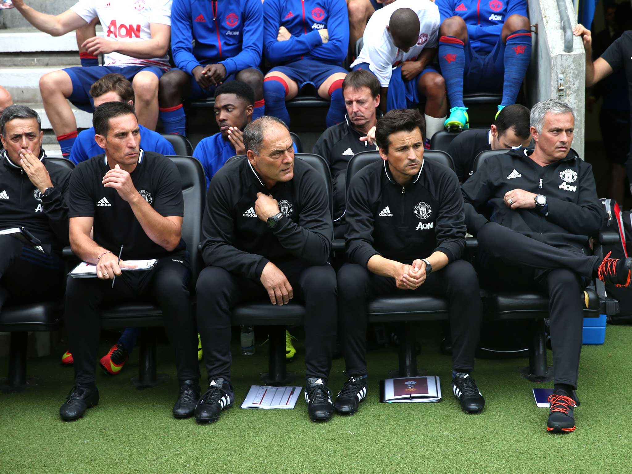 Jose Mourinho and his backroom team ahead of the trip to China
