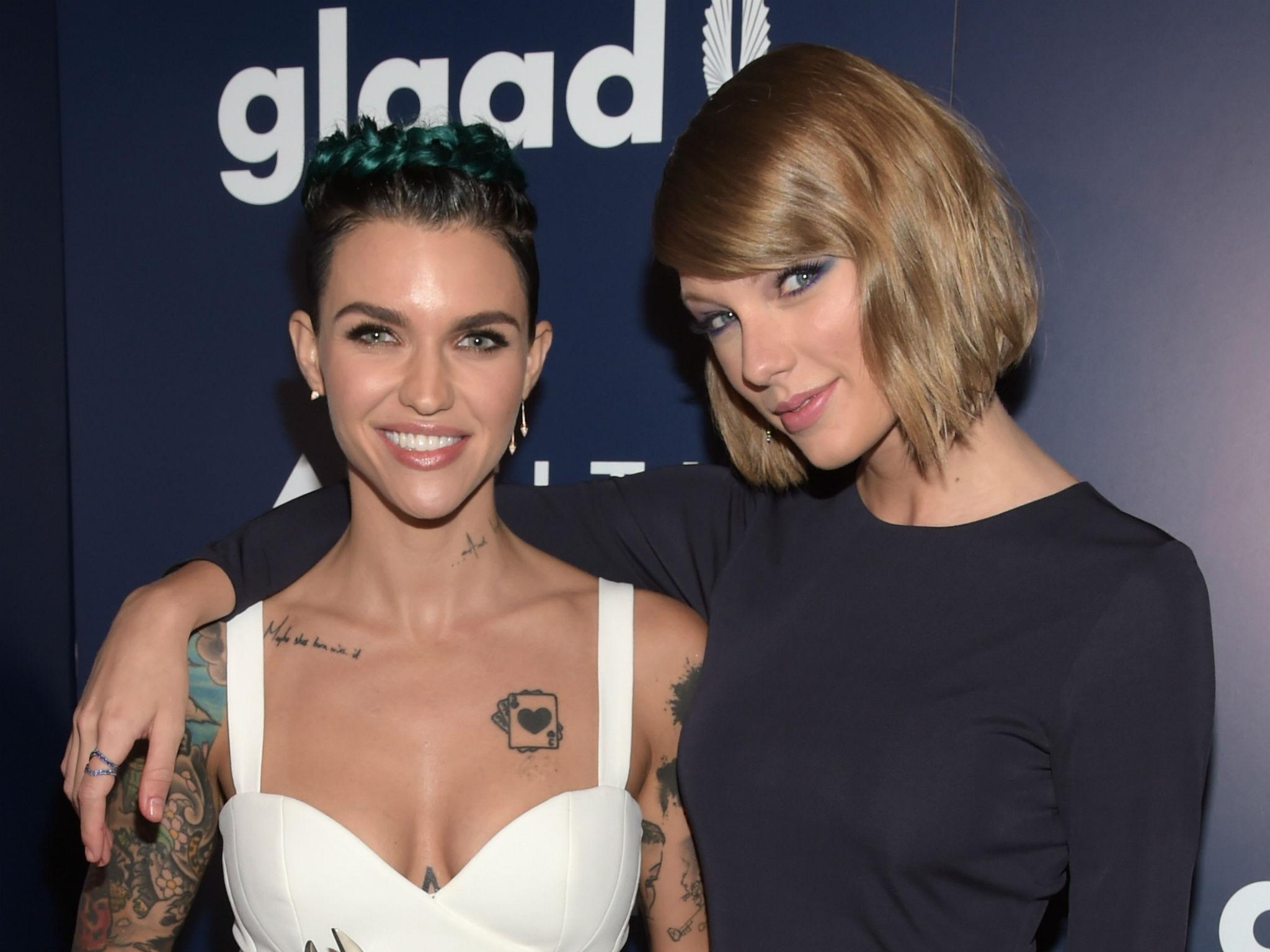 Ruby Rose and Taylor Swift at the Glaad awards in April, 2016