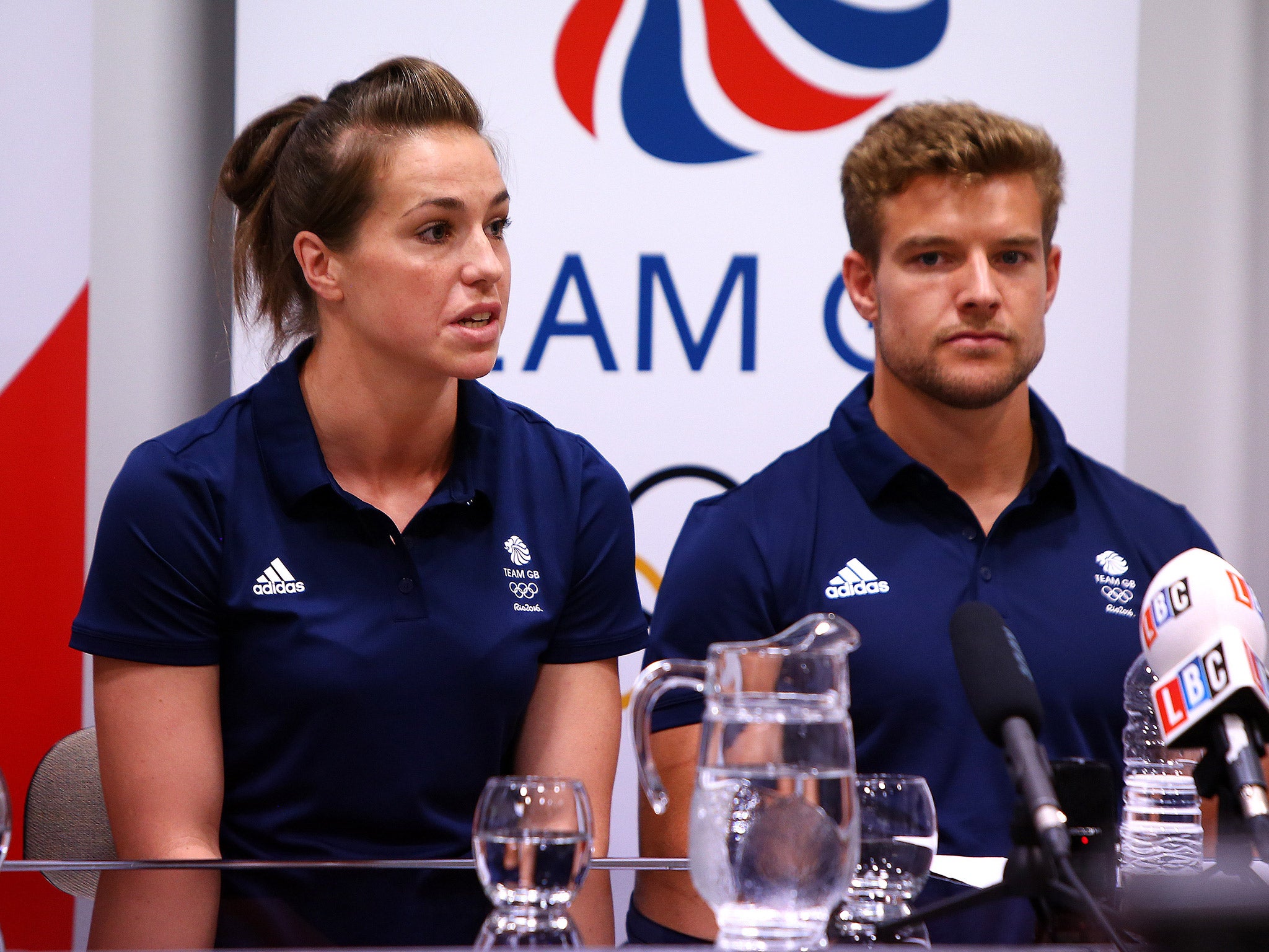 Team GB women's rugby sevens captain Emily Scarratt alongside men's counterpart Tom Mitchell