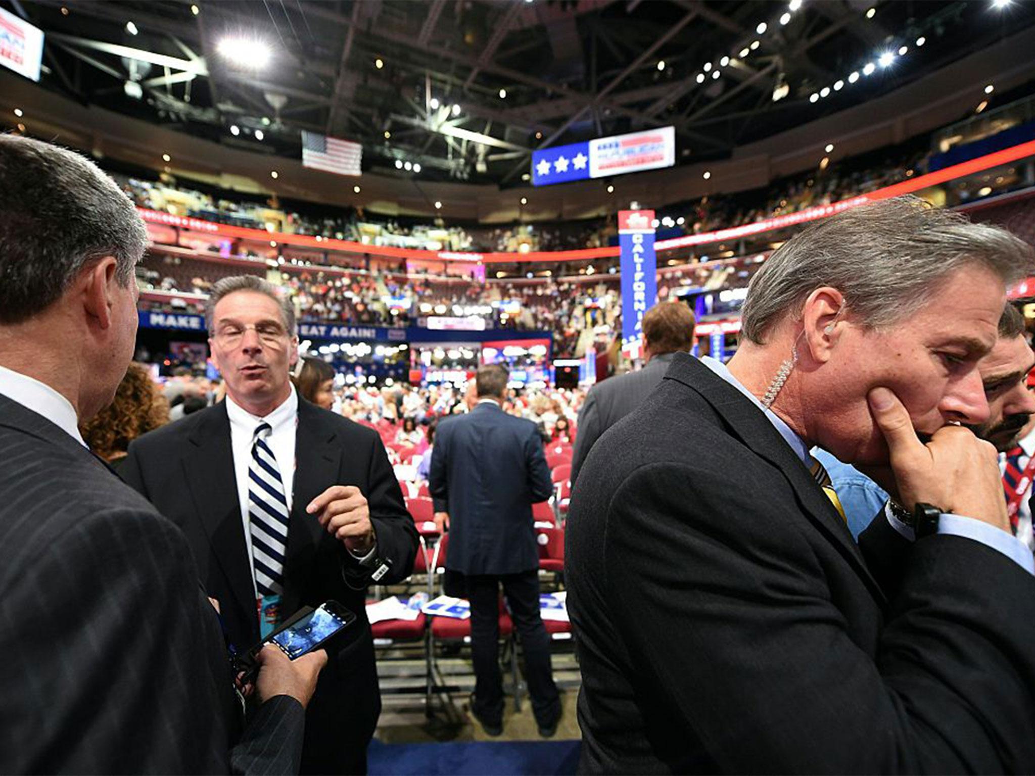 Security teams on the floor of the Republican convention in Cleveland