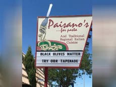 Italian restaurant faces backlash over 'insensitive' 'Black Olives Matter' sign