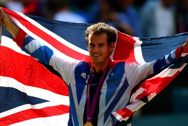 Murray celebrates his victory at the 2012 Games