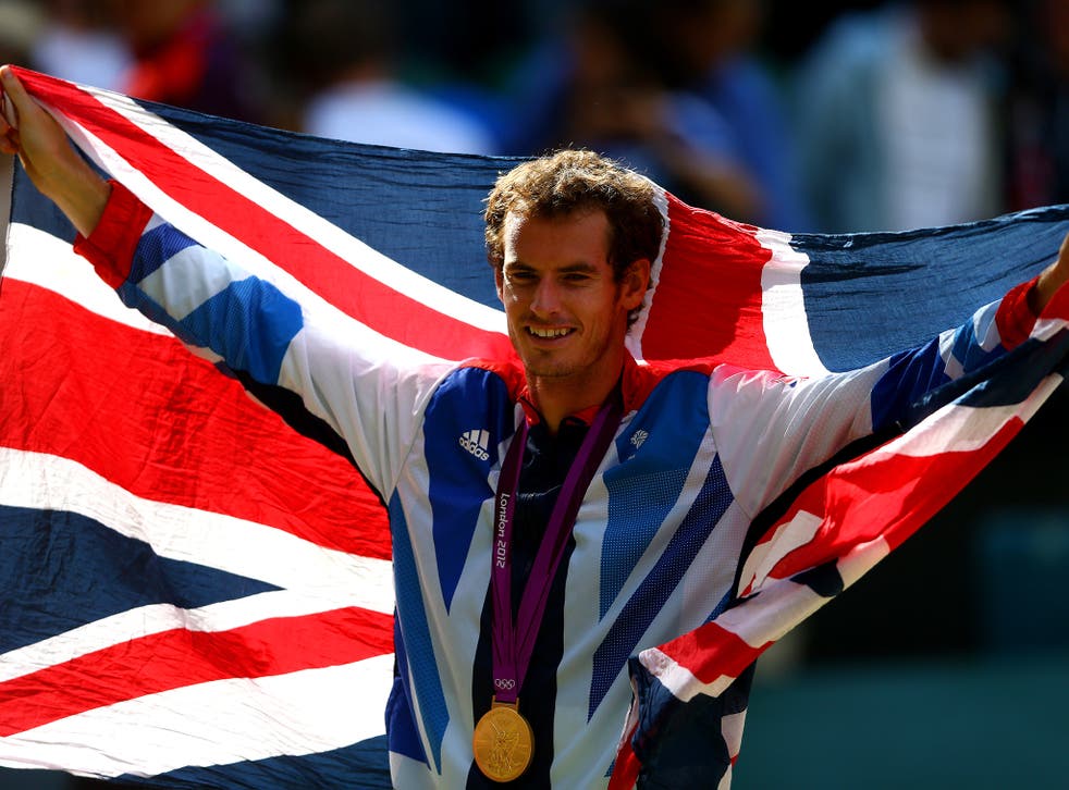 Murray celebrates his victory at the 2012 Games