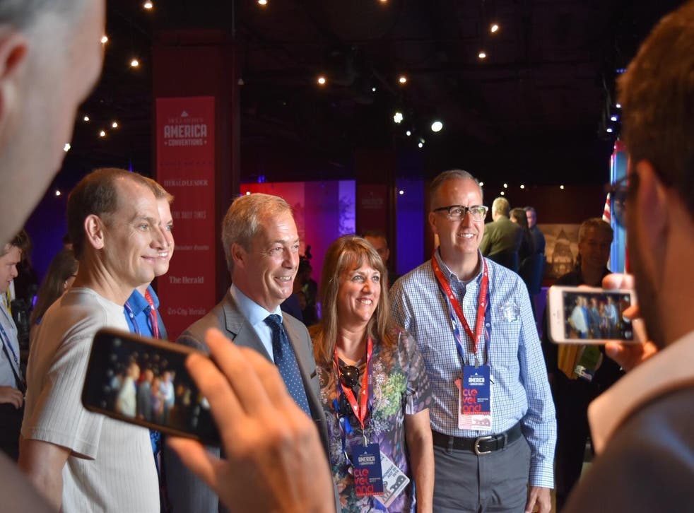 Nigel Farage mingles with American fans at the Republican convention in Cleveland