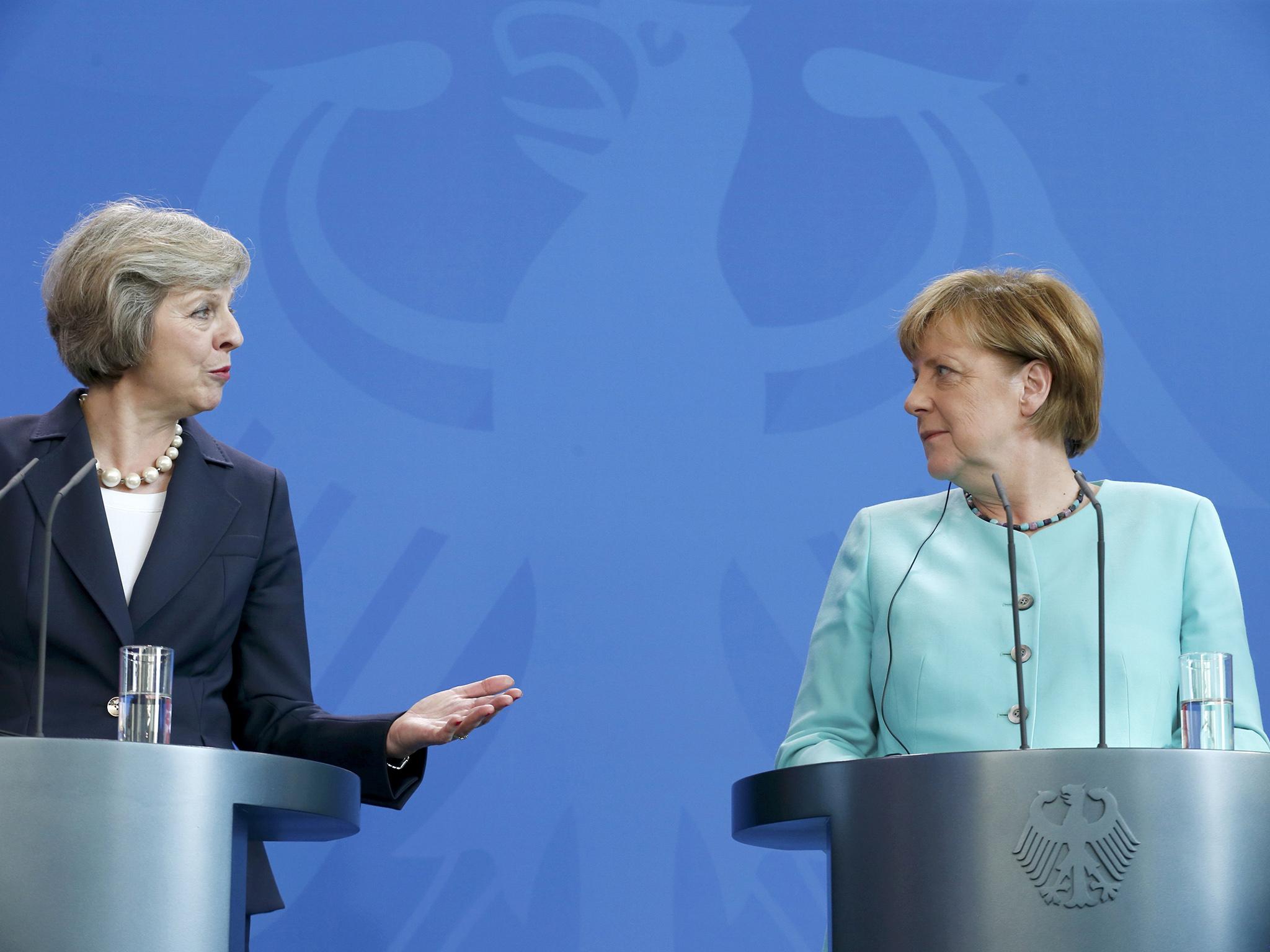 Prime Minister Theresa May and Chancellor Angela Merkel (l-r) have met in Berlin to discuss Brexit