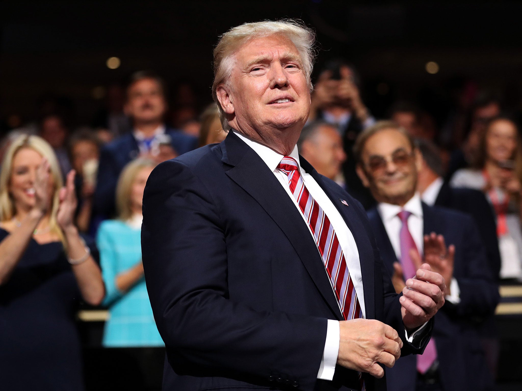 Republican presidential candidate Donald Trump attends the third day of the Republican National Convention on July 20, 2016 at the Quicken Loans Arena in Cleveland, Ohio