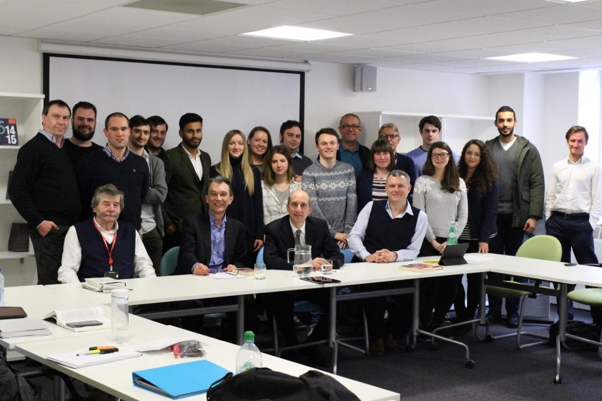 Lord Adonis, centre, with the last session of the Blair Years course at King's London in March, with (front row from left) William Keegan and me, visiting professors, and Dr Jon Davis