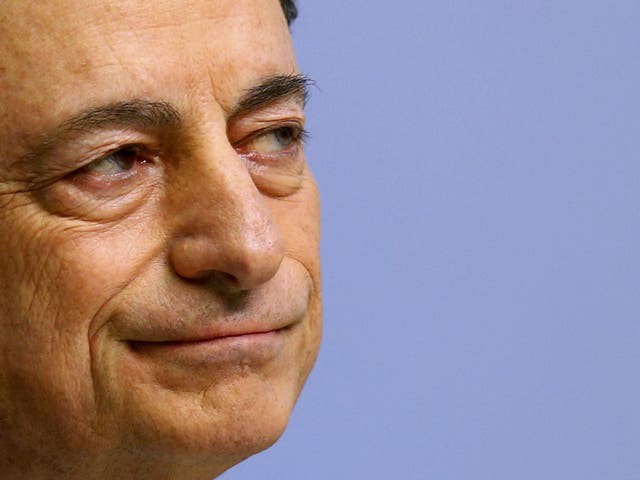 Mario Draghi at the ECB’s headquarters in Frankfurt yesterday