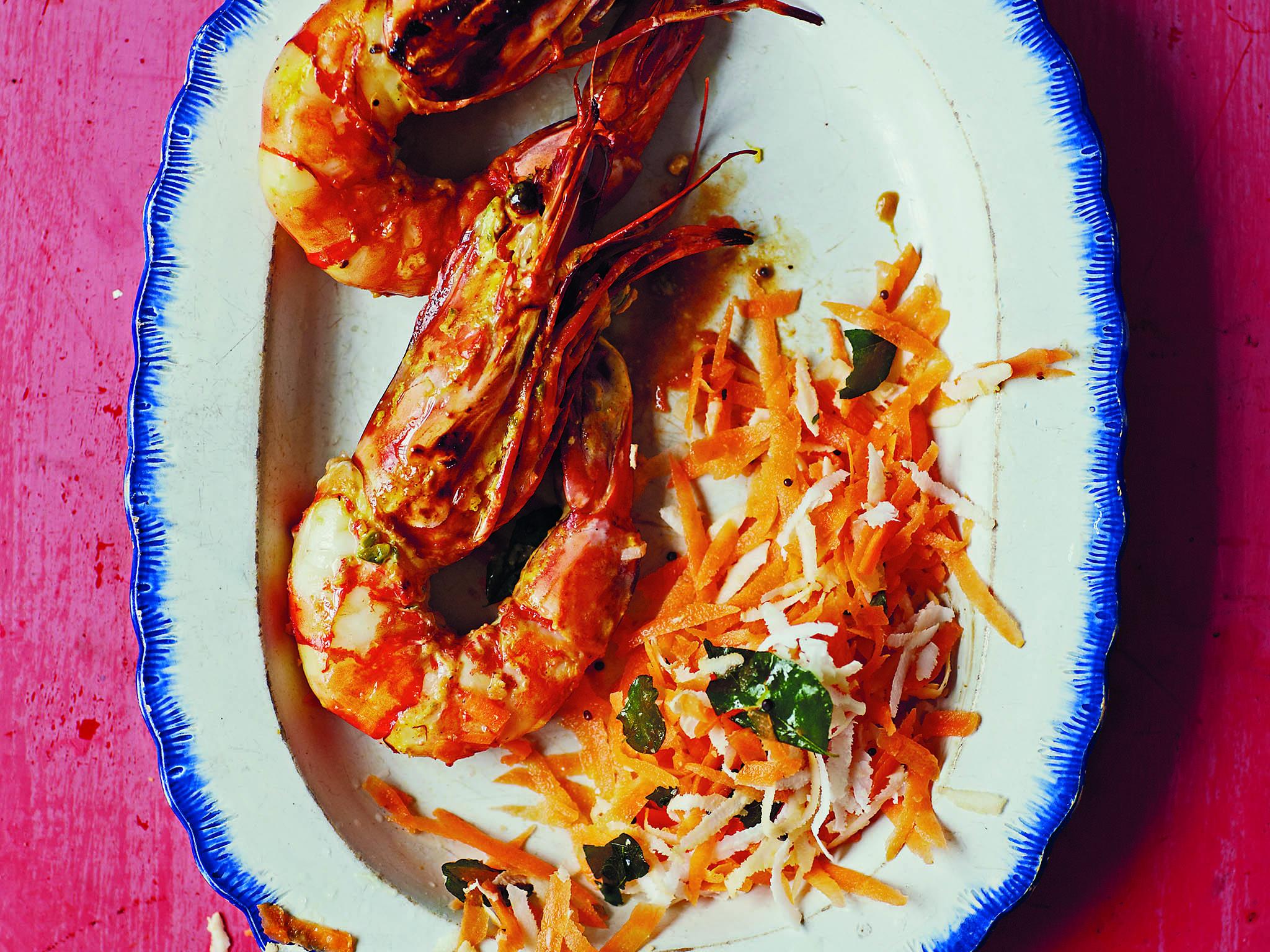 Traditionally these prawns would be cooked in a tandoor oven but a conventional one works just as well