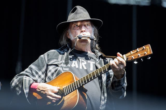 Neil Young in concert in Sweden on 5 July, 2016