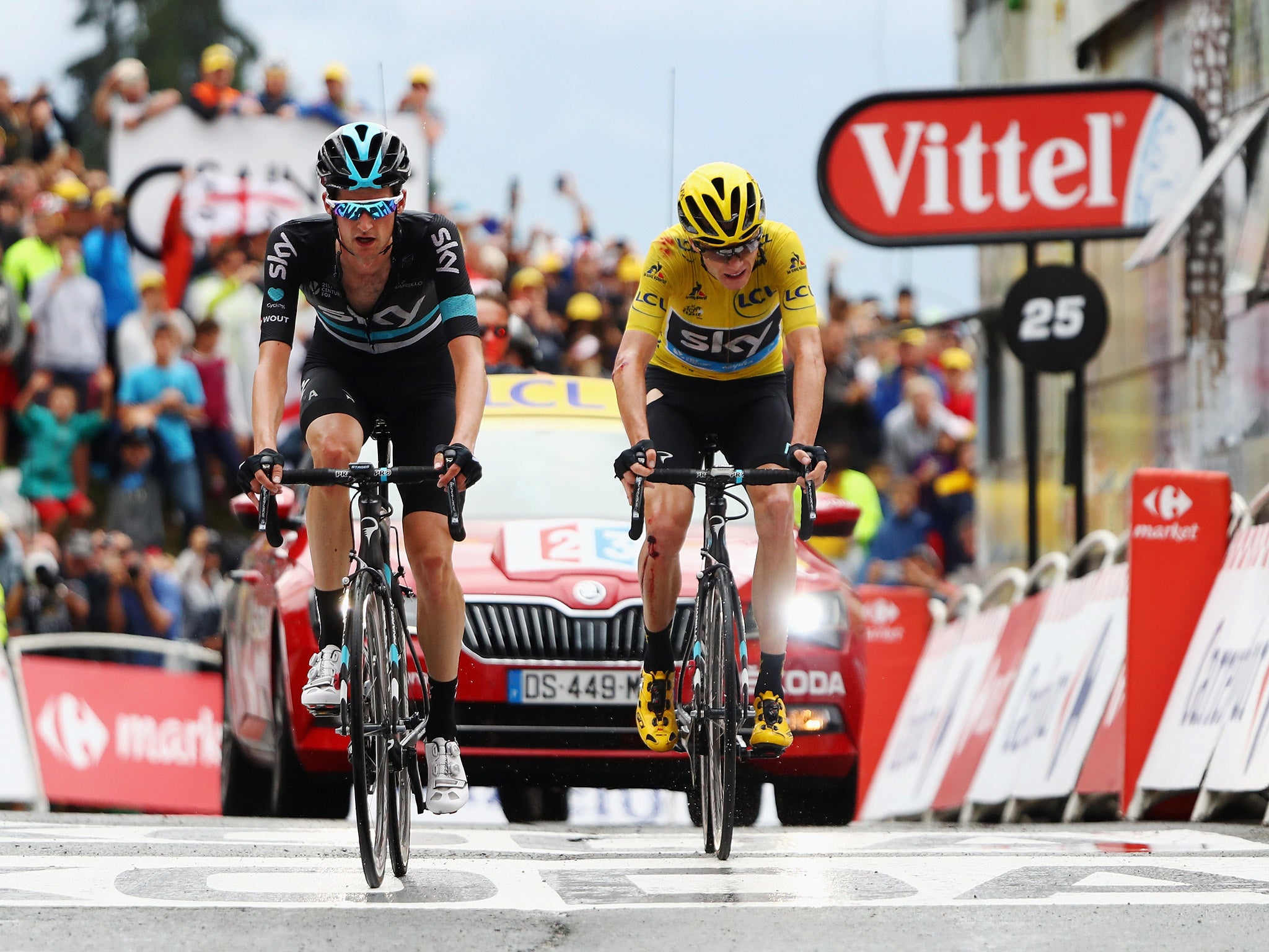 Froome's Team Sky teammate Wouter Poels helped drag him up the final summit