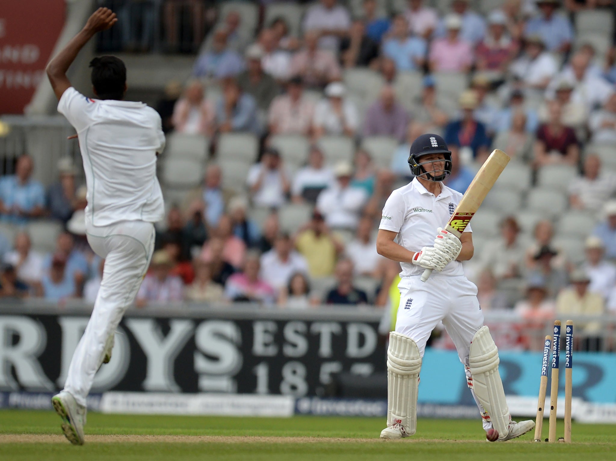 Ballance was bowled with the second new ball by Rahat