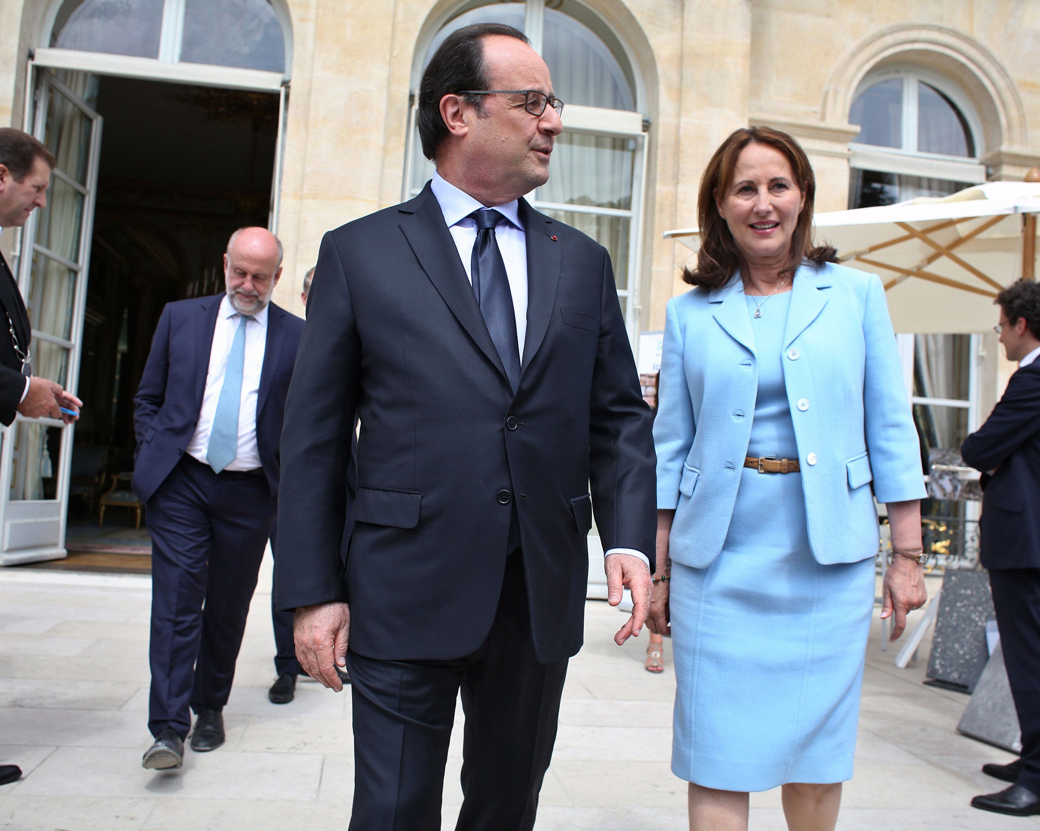 Francois Hollande and French Environment Minister Segolene Royal today