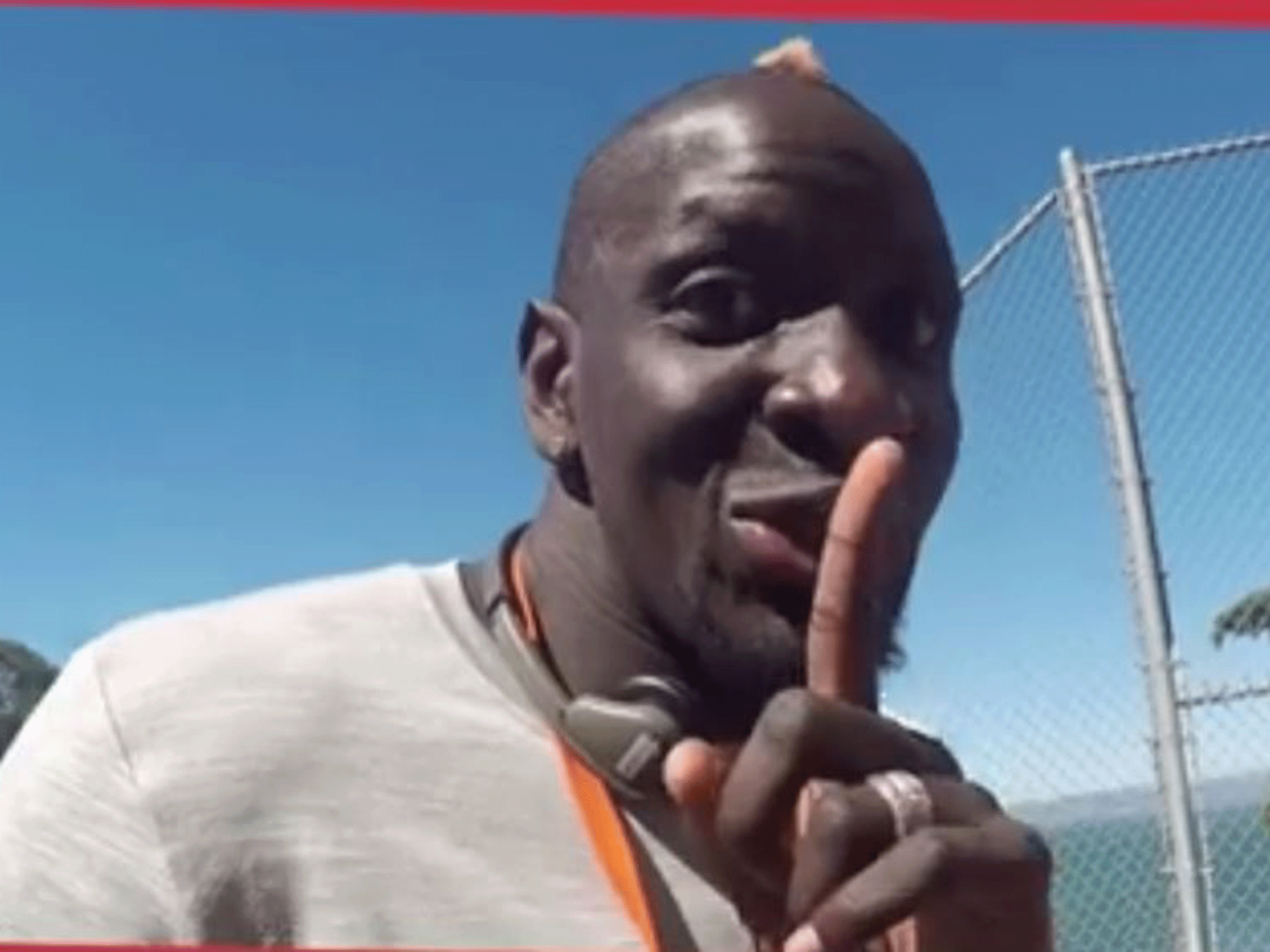 &#13;
Mamadou Sakho moments before he disrupted an interview Jurgen Klopp was giving to LCFC TV during Liverpool's pre-season tour &#13;