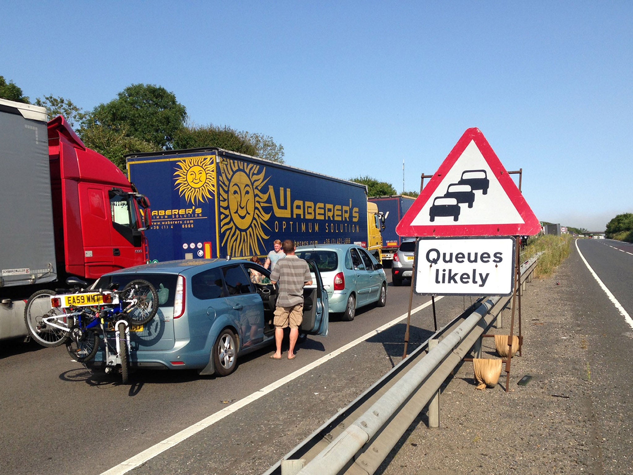 The queue of traffic at the port of Dover covered 12 miles of road over the weekend