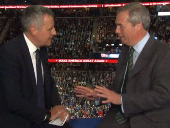 Nigel Farage at the Republican convention in Cleveland. The former UKIP member has said he feels "culturally different" from many of its supporters