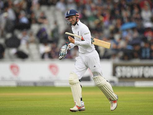 Alex Hales sprints off the field