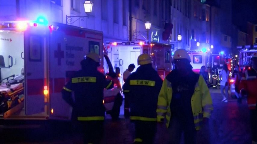 &#13;
Emergency services respond to the suicide attack in Ansbach &#13;