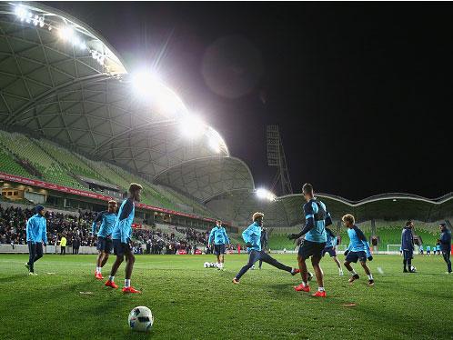 Tottenham train in Melbourne ahead of their match against the Italian champions on Tuesday (Getty)