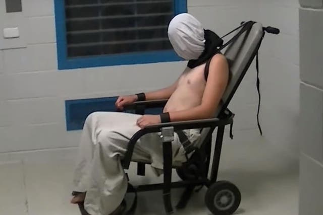 Footage obtained by the ABC's Four Corners programme showed a teenager being hooded and shackled to a restraint chair.