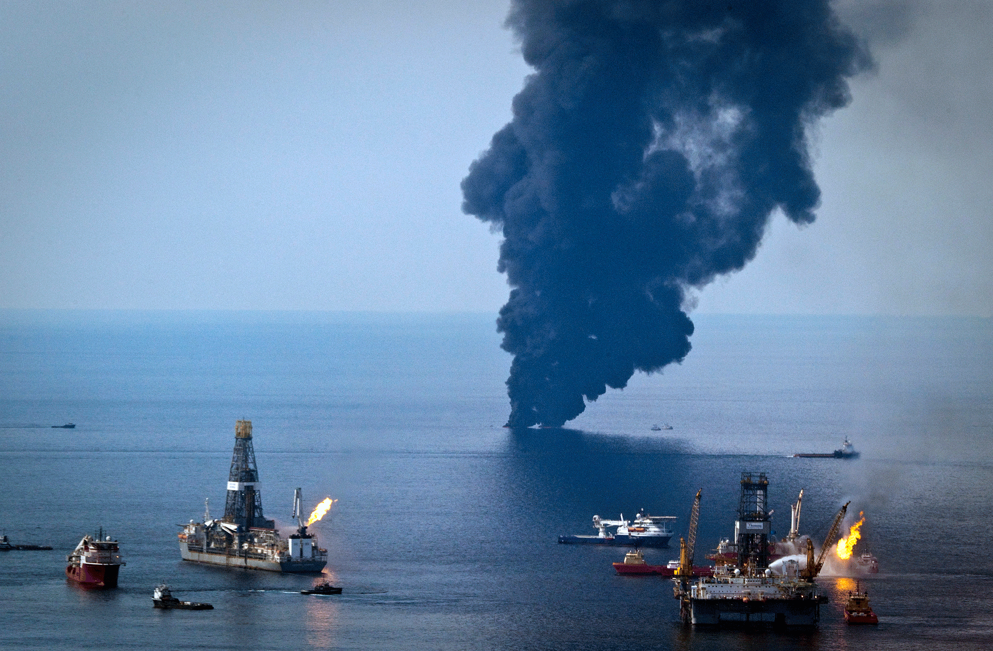 BP's Deepwater Horizon oil rig in flames in the Gulf of Mexico in June 2010 – the company may be embroiled in a new oil scandal