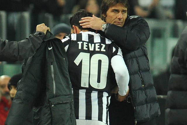 Antonio Conte worked with Carlos Tevez at Juventus