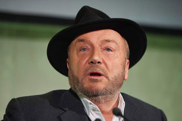 George Galloway said he was feeling unwell after having the substance thrown over him