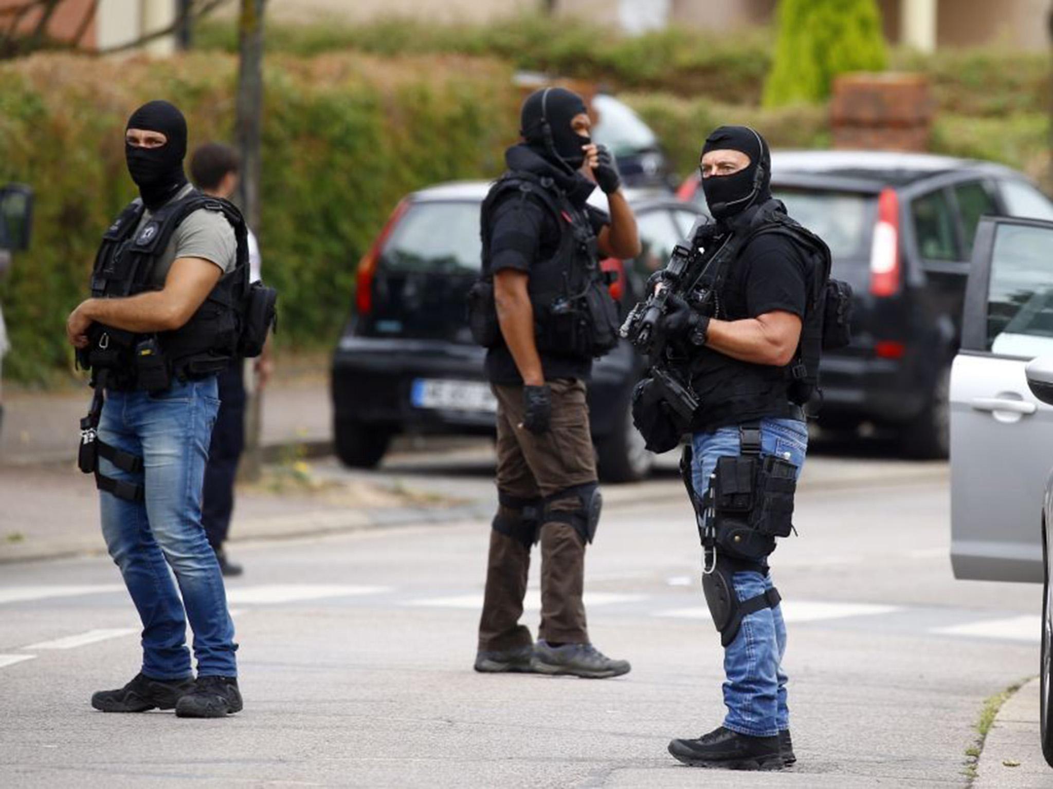 French anti-terrorist officers in Rouen