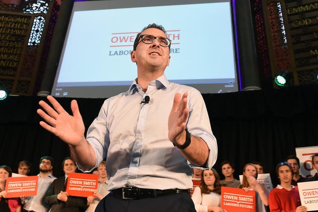 Owen Smith speaks during a campaign rally in London, yesterday