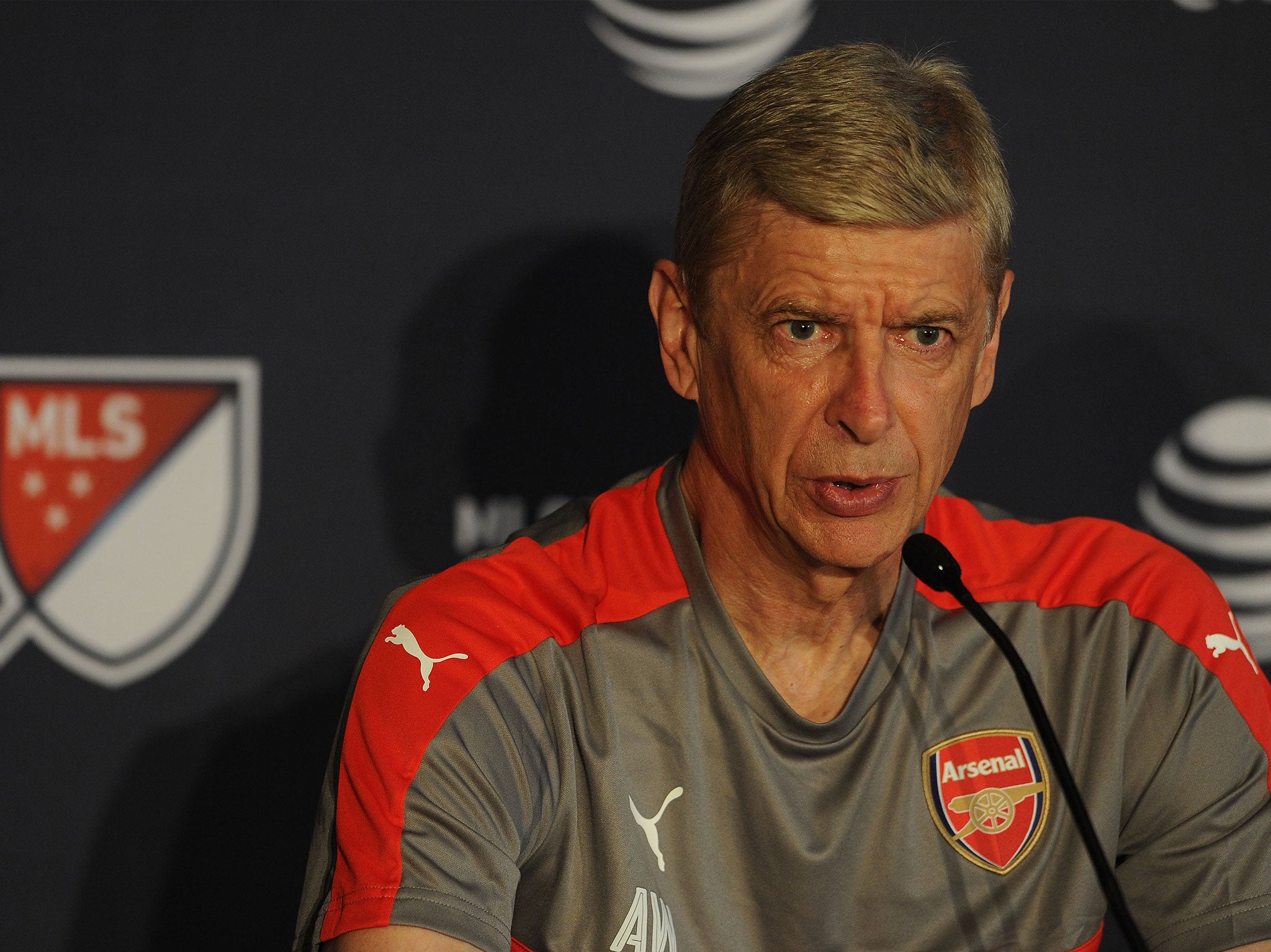 Arsene Wenger at a press conference during Arsenal's US pre-season tour