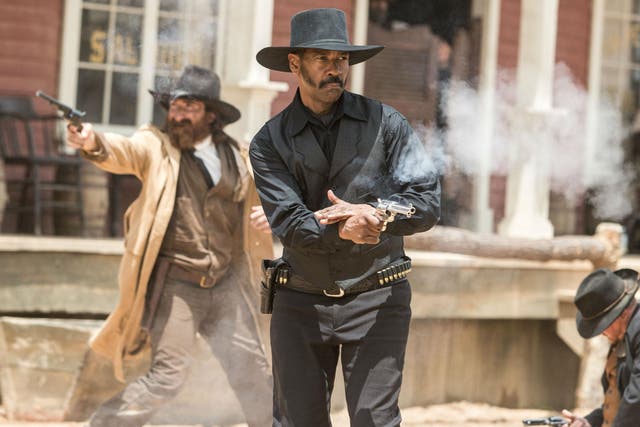 Deadly cool: Denzel Washington does his Yul Brynner thing