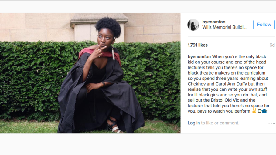 The student's post, pictured, has been widely-praised online